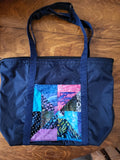 batik pocket navy blue tote bag handmade