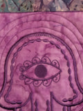 Evil Eye Hamsa / Hand of G-d batik teal purple blue wall hanging