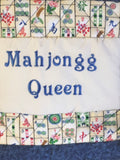 Mahjongg Queen embroidered quilted pillow cover