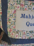 Mahjongg Queen embroidered quilted pillow cover