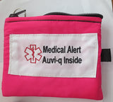 Auvi-q medical alert label insulated holder carrier bag embroidered