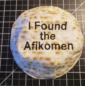 i found the afikomen embroidered small kippah saucer style