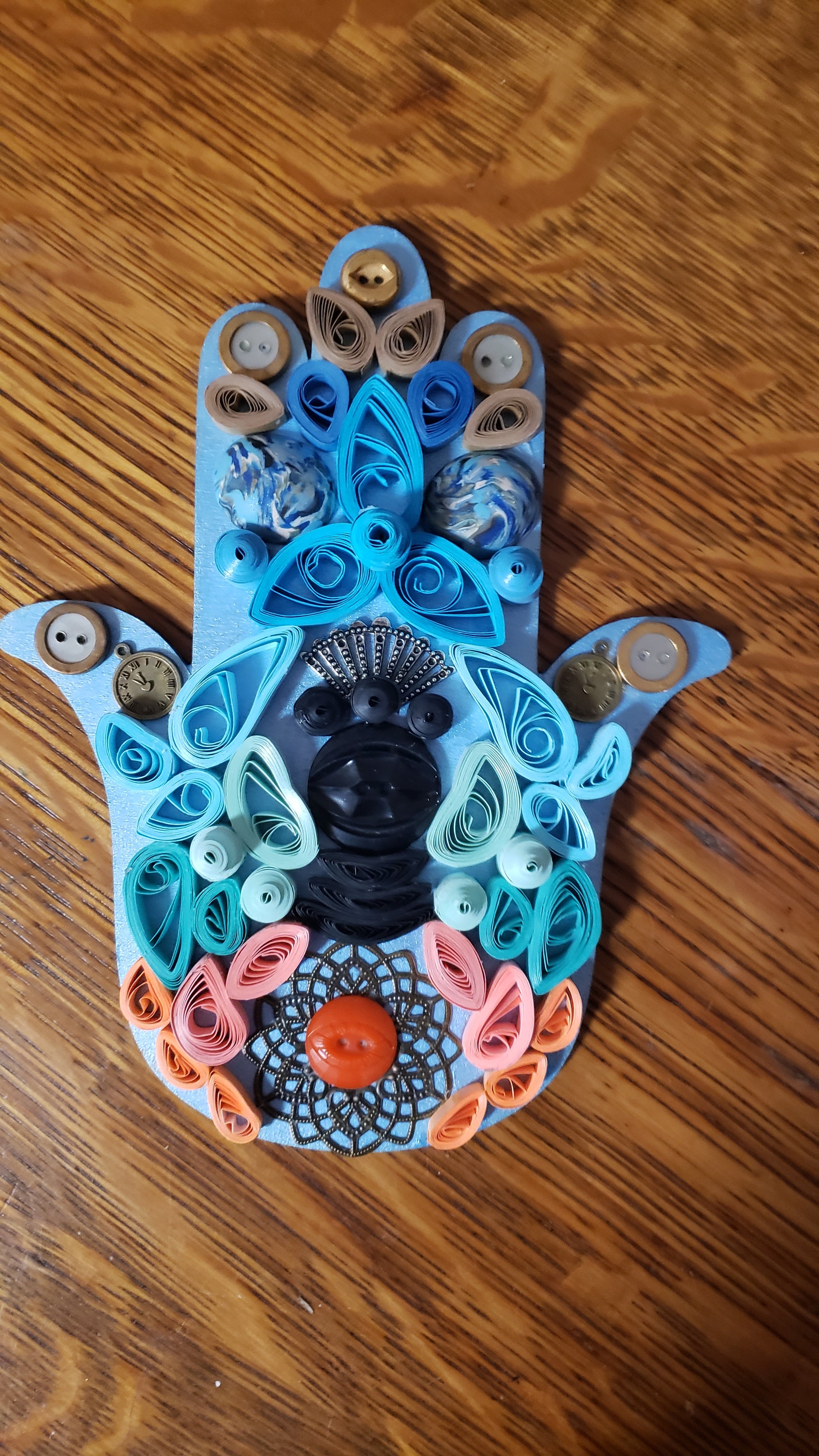 quilled mixed media hamsa art