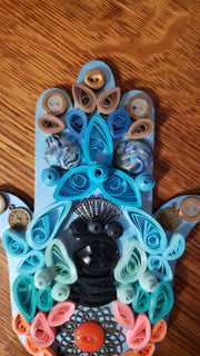 quilled mixed media hamsa art
