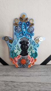 quilled mixed media hamsa art
