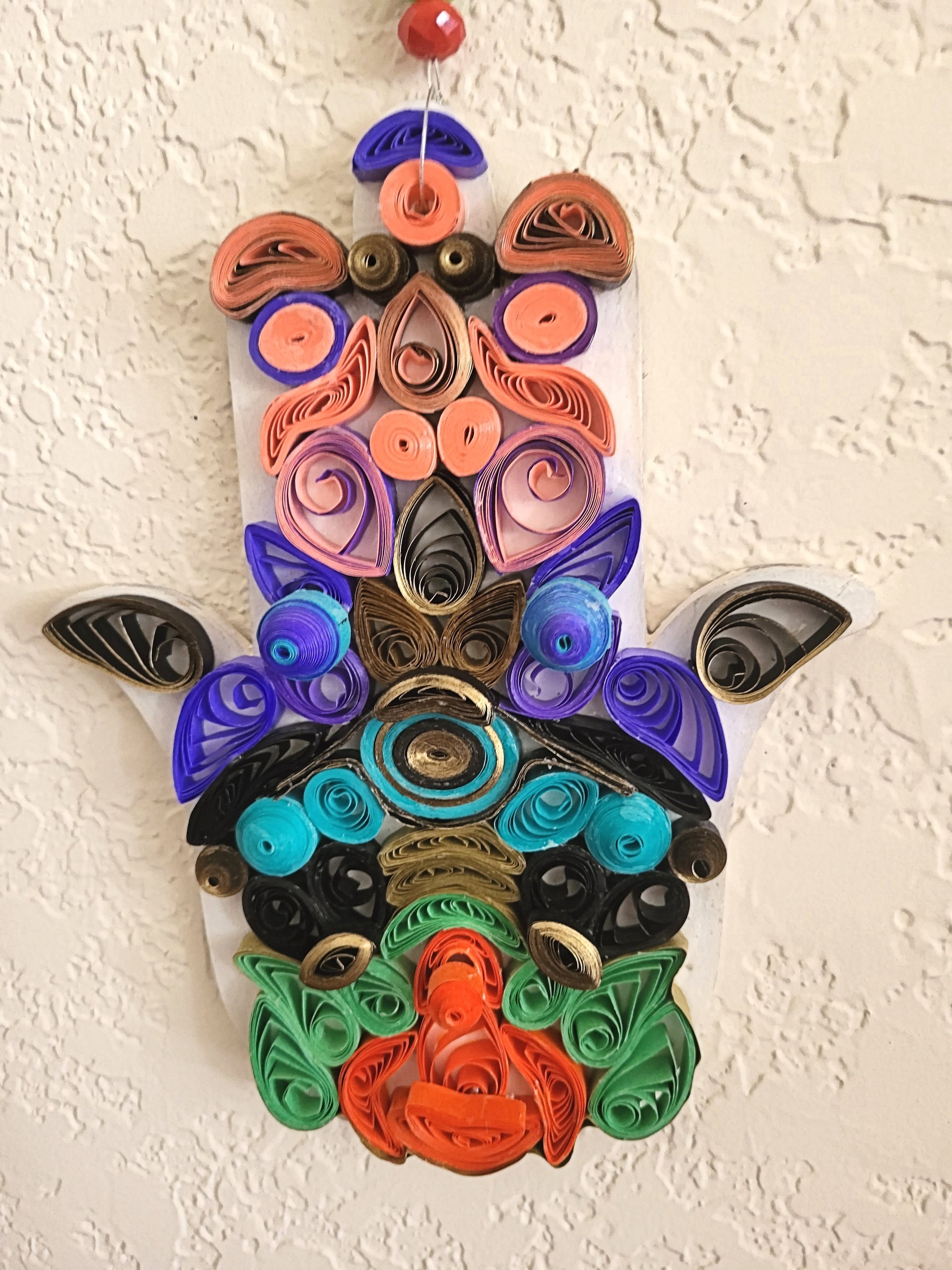 multicolored quilled hamsa wall art evil eye