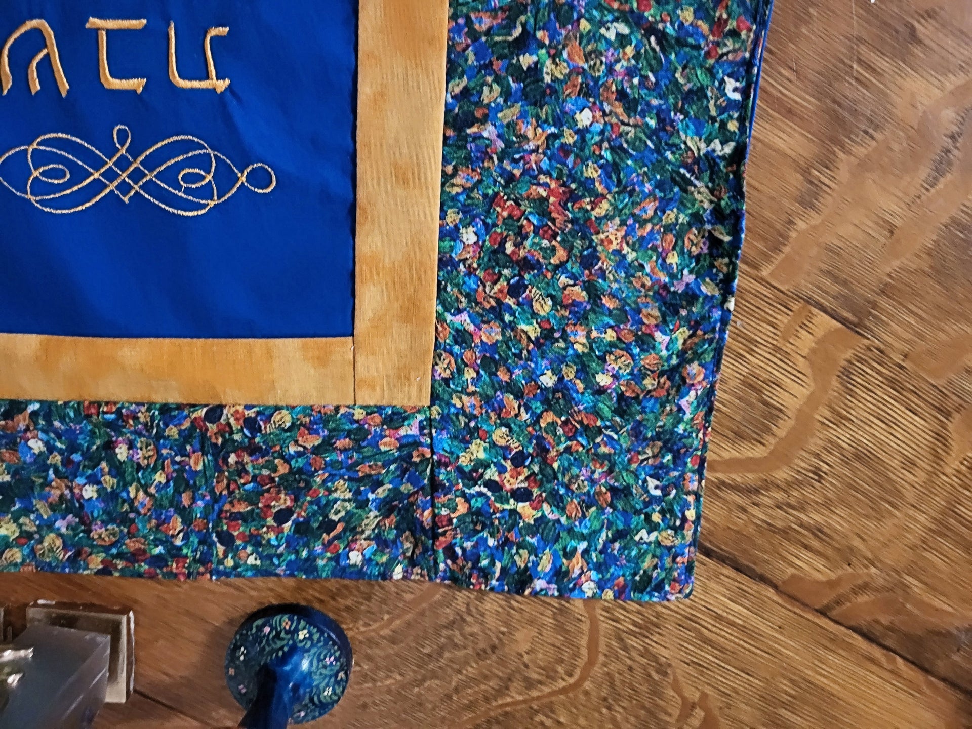 modern embroidered challah cover multi-mottled design