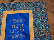 modern embroidered challah cover multi-mottled design