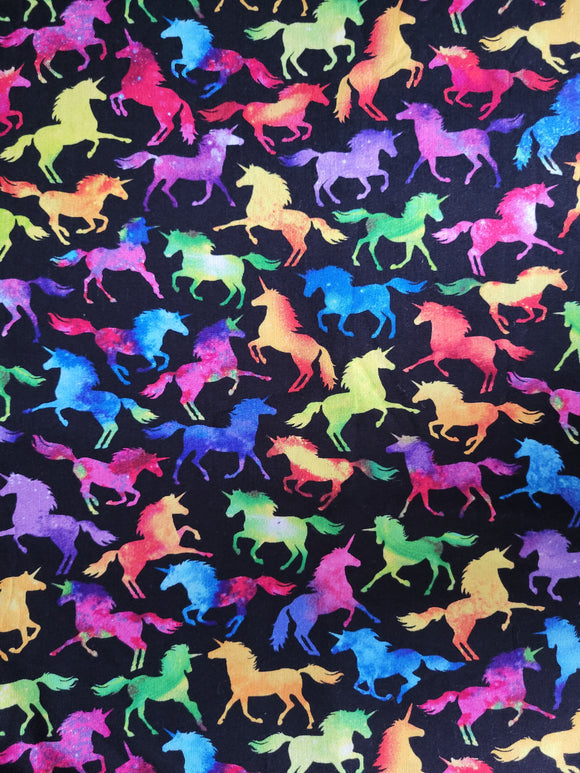 Rainbow Unicorns cotton fabric