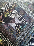 Batik bohemian black colorful quilted pillow cover
