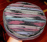 tapestry bucharian kippahs or sephardic hat style yarmulkes gorgeous fabrics 23" circumference / black deep rose blue purple wavey weave