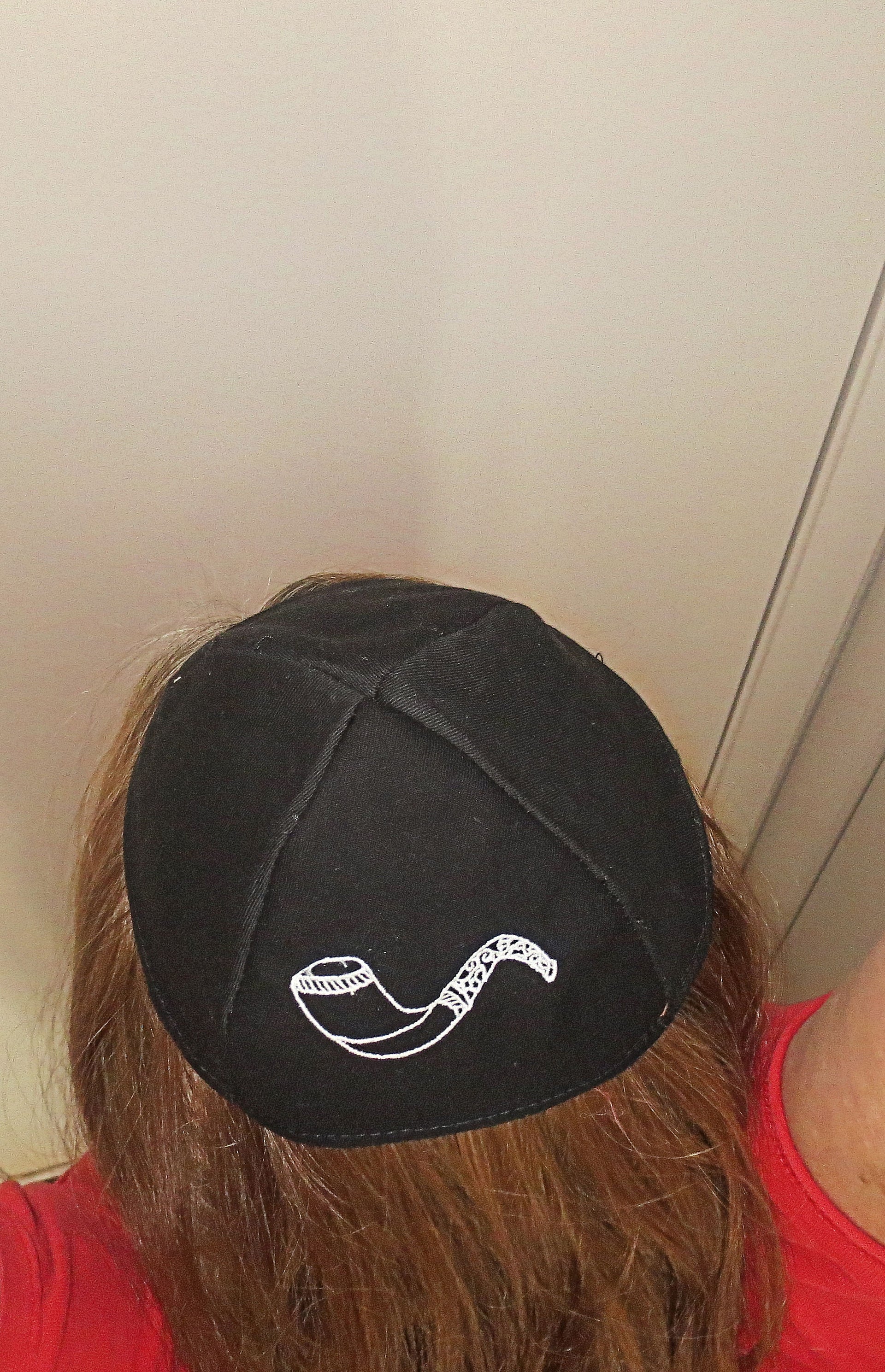 shofar kippah jewish high holidays yarmulke black / white