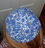 judaica kippah or yarmulke blue multitoss mogen david