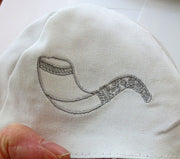 shofar kippah jewish high holidays yarmulke white / silver
