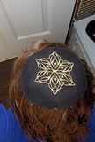 elegant embroidered star of david kippah or yarmulke black / gold