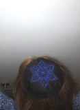 elegant embroidered star of david kippah or yarmulke black / royal blue