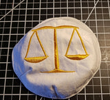 scales of justice small kippah or saucer yarmulke white