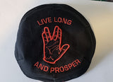 live long and prosper kippah spiritual yarmulke vulcan salute black / red