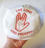 live long and prosper kippah spiritual yarmulke vulcan salute white / red