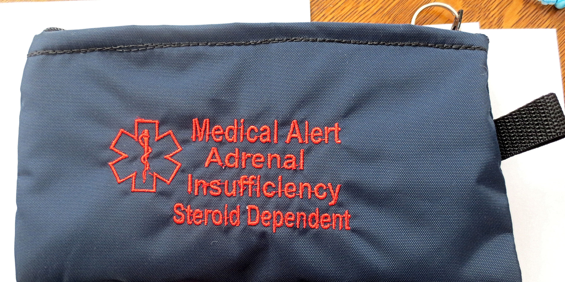 adrenal insufficiency toss in your bag zippered medical insulated case with alert label