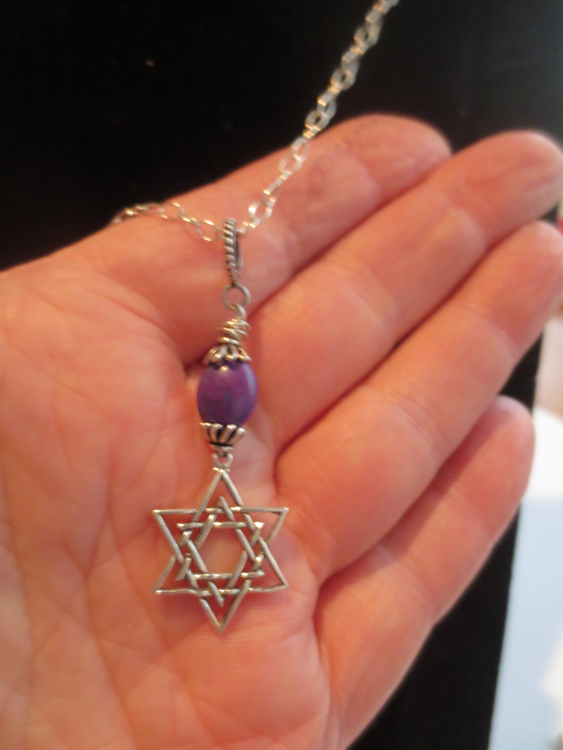 star of david with beautiful gemstone pendant all sterling silver