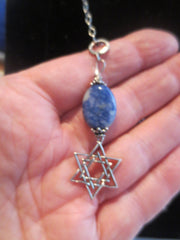 star of david with beautiful gemstone pendant all sterling silver sodalite