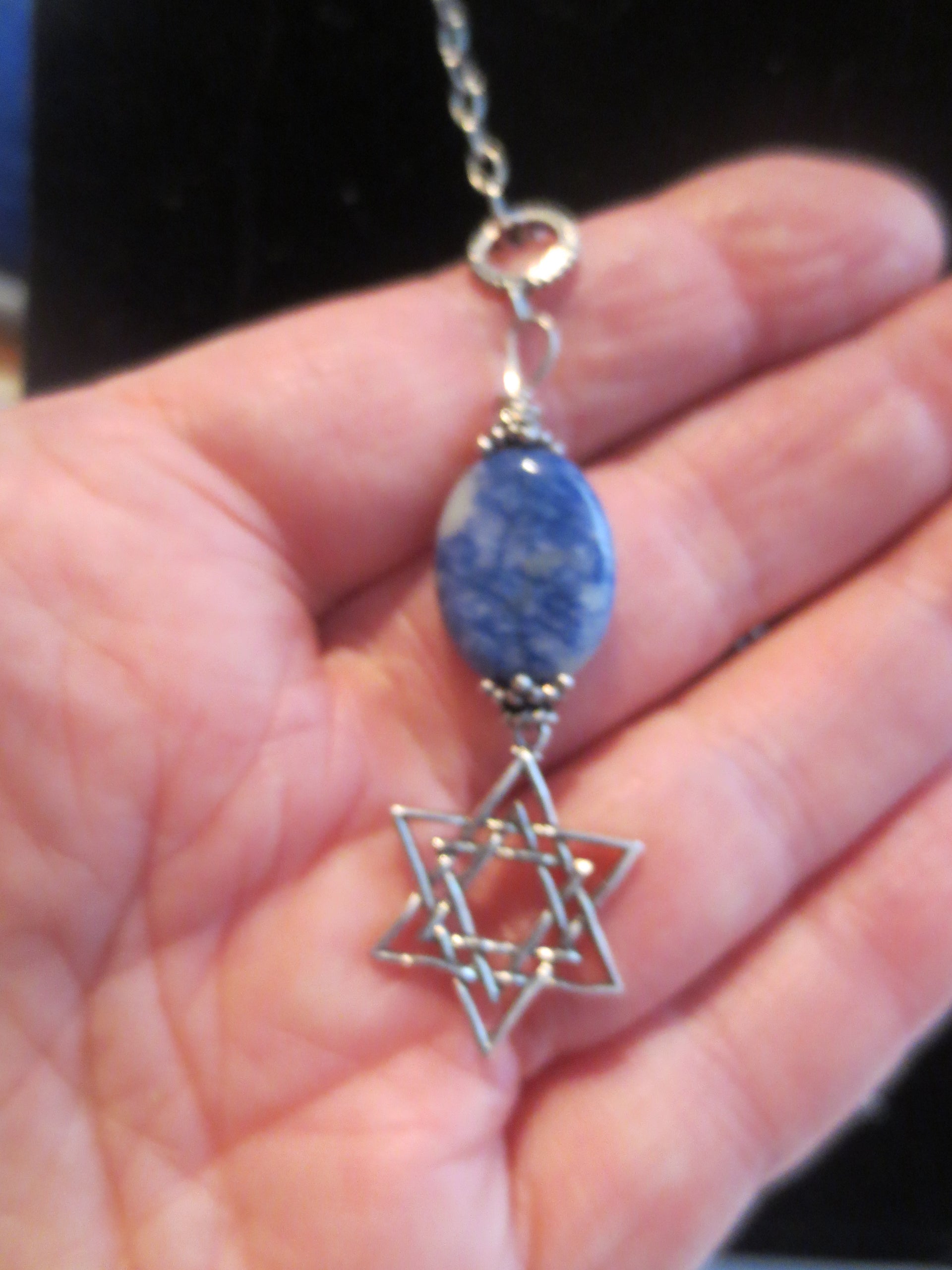 star of david with beautiful gemstone pendant all sterling silver sodalite