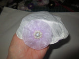 silk small kippah with accent flower pearls rhinestone white / lilac