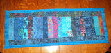 batik quilted insulated table runner turquoise blues