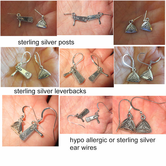 purim earrings groggers and hamentaschen