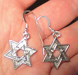 star of david silver charm earrings sterling silver ear wires double star of david / regular sterling ear wires