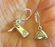 purim earrings groggers and hamentaschen one hamentashen one grogger / sterling silver lever backs