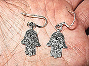 hamsa hand earrings  chamesh or hand of fatima silver charm jewelry hamsa evil eye / regular sterling ear wires