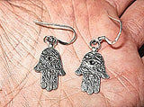 hamsa hand earrings  chamesh or hand of fatima silver charm jewelry hamsa evil eye / regular sterling ear wires