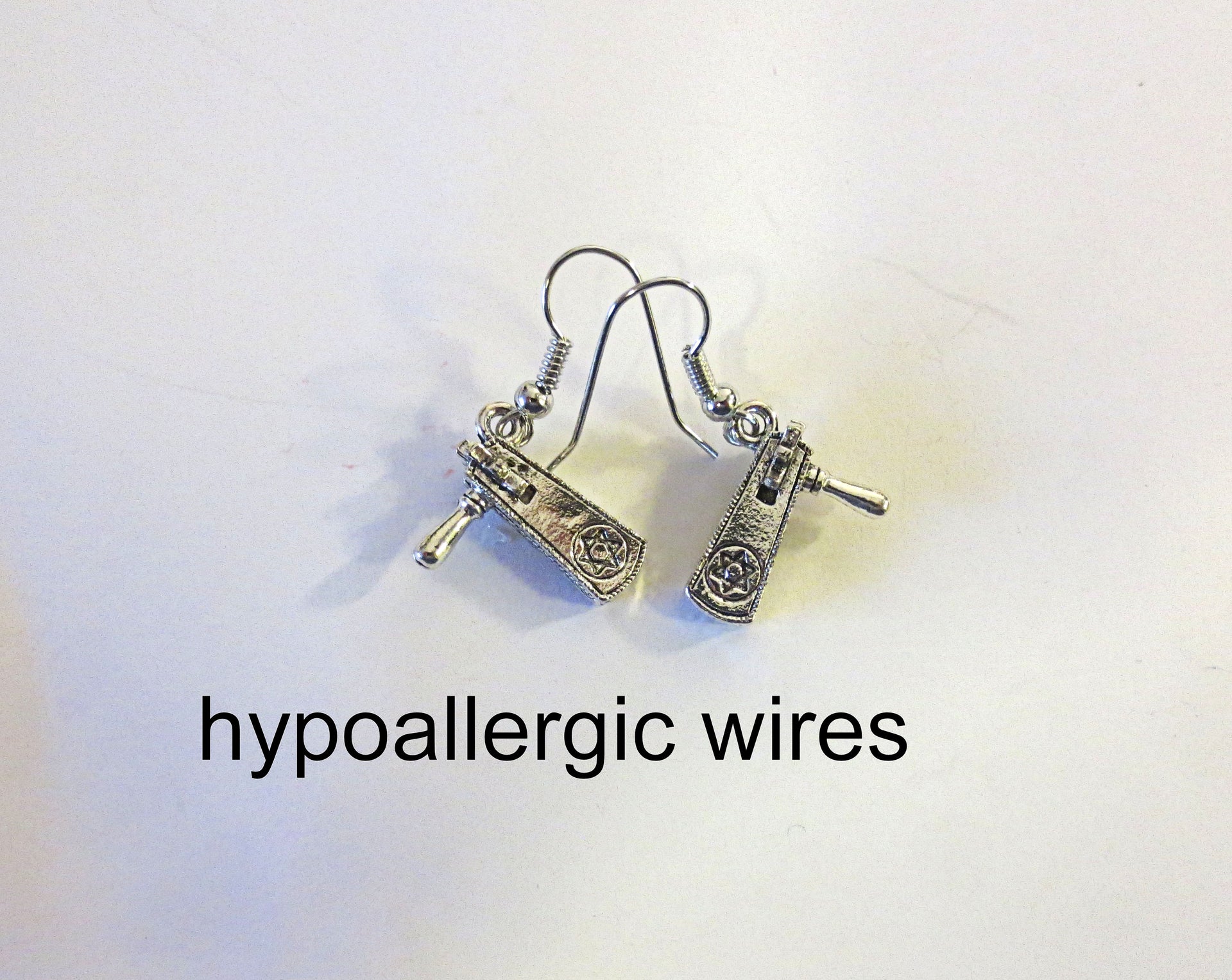 purim earrings groggers and hamentaschen groggers / hypo allergic wires