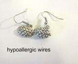 jewish high holiday silver earrings challah / hypoallergic wires