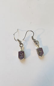hanukkah or chanukah simple silver earrings menorahs and dreidels dreidels / hypoallergic wires