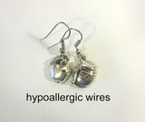 jewish high holiday silver earrings one apple one honey / hypoallergic wires