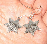 star of david silver charm earrings sterling silver ear wires jerusalem star of david / regular sterling ear wires