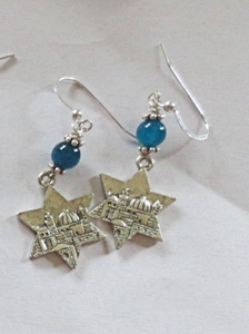 star of david earrings with gemstones jerusalem scene