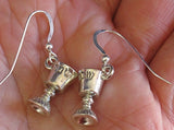 jewish high holiday silver earrings kiddush cups / sterling regular ear wires