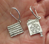 passover theme silver earrings one matzah one haggadah / sterling silver lever backs