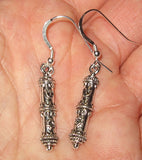 jewish high holiday silver earrings mezuzah case / sterling regular ear wires