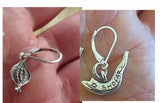 jewish high holiday silver earrings one shofar one pomegranate / sterling leverbacks