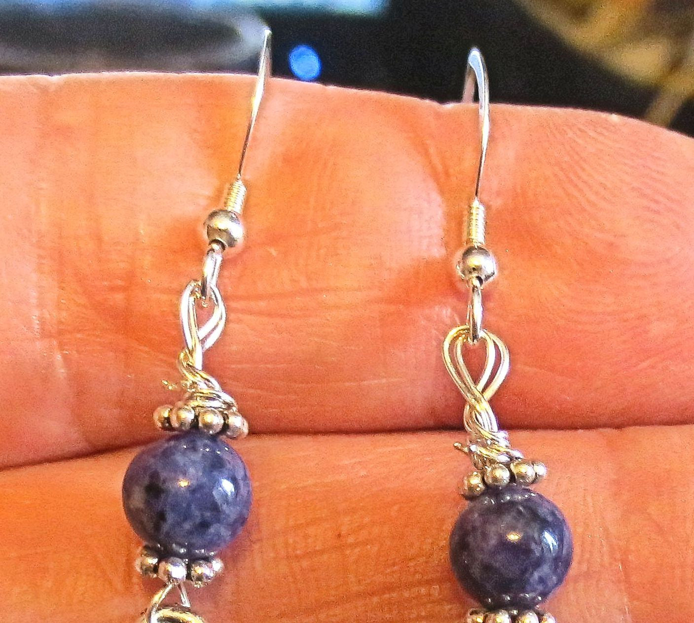 gemstone silver charm earrings for passover seder plates, matzah, haggadah