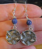 gemstone silver charm earrings for passover seder plates, matzah, haggadah purple sesame jasper / seder plates / sterling silver regular ear wires