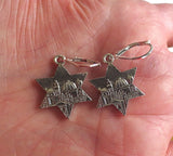 star of david silver charm earrings sterling silver ear wires jerusalem star of david / sterling leverbacks