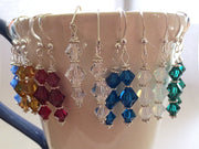 swarovski crystal earrings all sterling silver birthstone crystal earrings