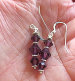 swarovski crystal earrings all sterling silver birthstone crystal earrings amethyst / sterling regular ear wires