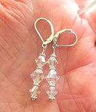 swarovski crystal earrings all sterling silver birthstone crystal earrings clear white / sterling leverbacks